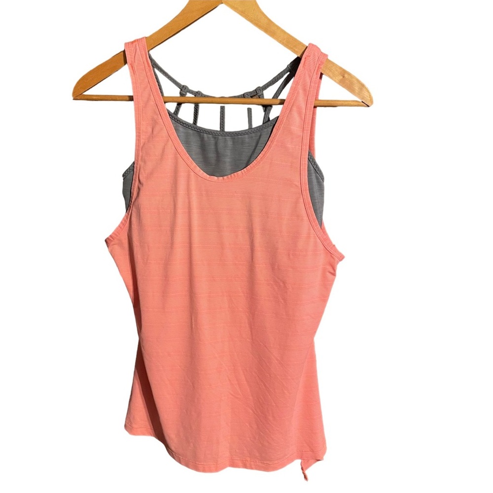 Athleta Max Out Muscle Tank with Removable Bra Size MEDIUM Melon & Gray